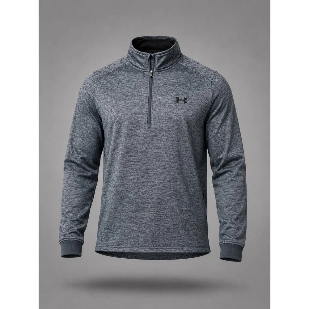 Under Armour ColdGear Mens XL blue Grey Space Dye 1/4 Zip Pullover Fleece